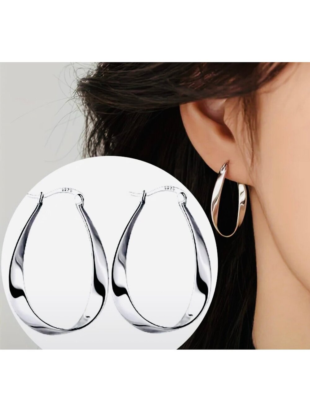 New - 925 Sterling Silver Mobius Hoop Earrings